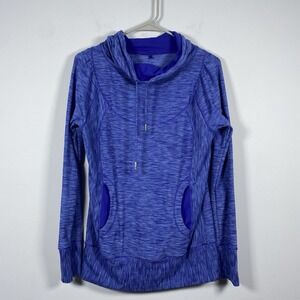 prAna Women's Sz S Ember Pullover‎ Top Blue Stripe Cowl Neck Outdoor Hiking